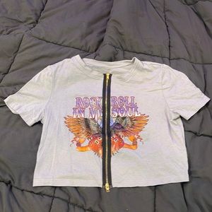 Zip Up Gray Crop Top